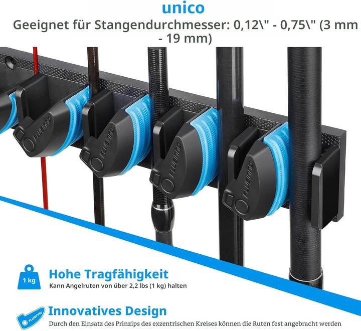 PLUSINNO Vertikaler Angelrutenhalter, Wandmontage, Angelrutenhalter für bis zu 18 Ruten oder Kombina