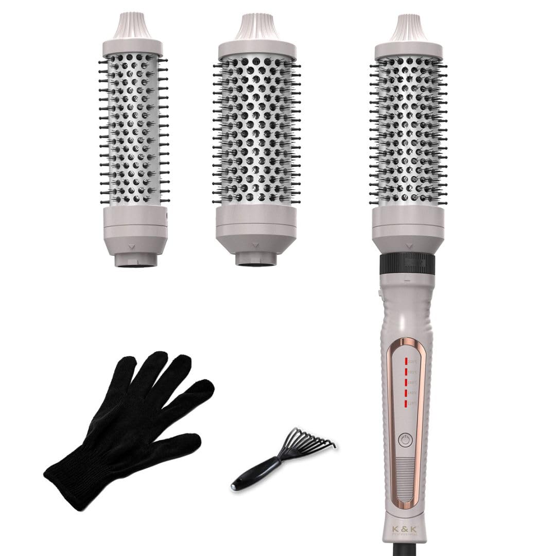 K&K Pro Thermobürsten-Set, Negativ-Ionen-Thermo-Rundbürste, Dual-Voltage-beheizter Rundbürsten-Style