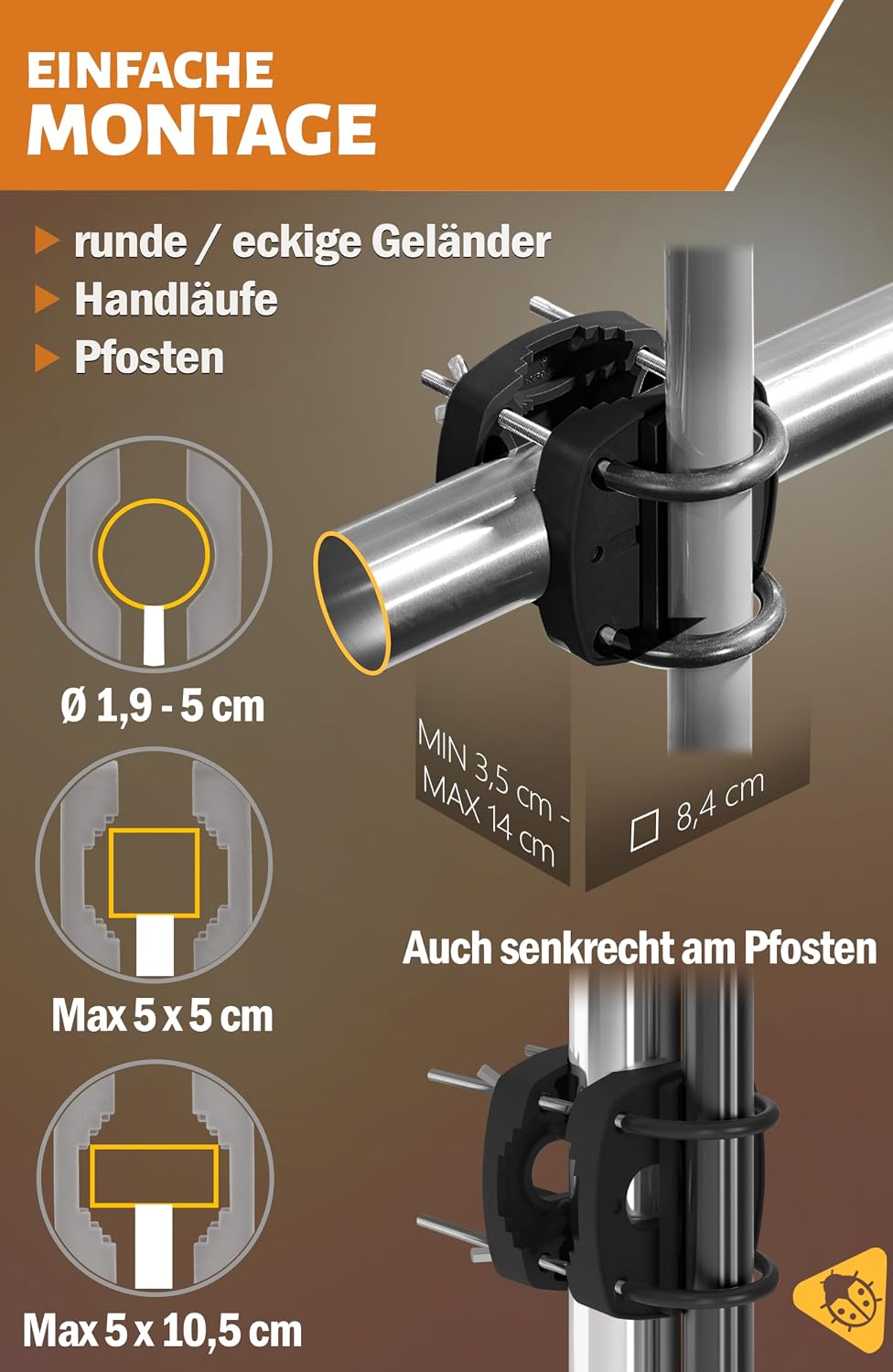 4smile Sonnenschirm Balkon 3-in-1 SET SunnyJoy, Blau-Weiss - UPF 50+ Sonnenschirm Ø 180 cm + Sonnens