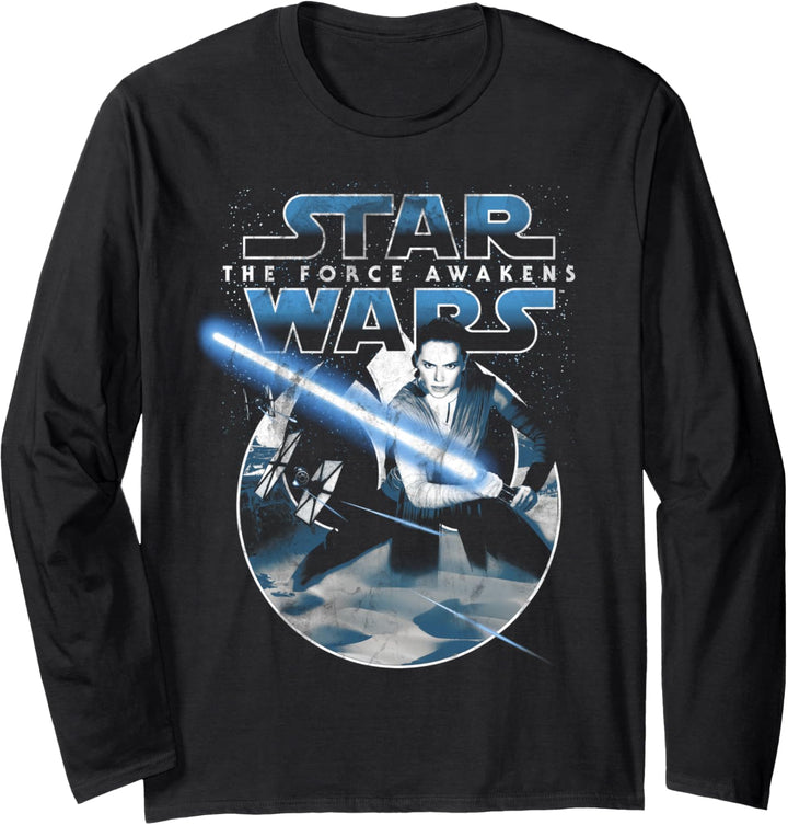 Star Wars Rey Episode 7 Lightsaber Force Awakens Langarmshirt