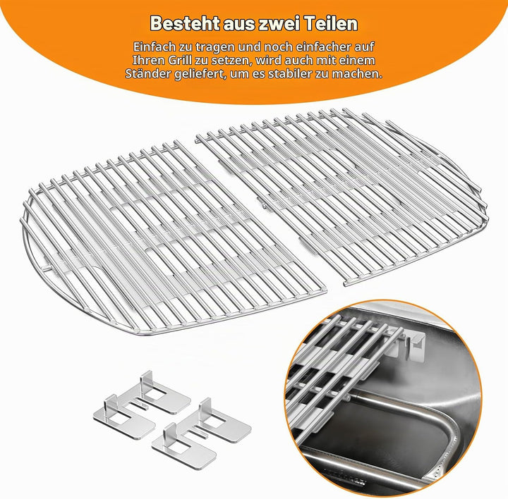 Onlyfire Grillrost Edelstahl,Ersatzrost passend(65.5 * 44.5 cm) für Weber Q300, Q320, Q3000, Q3100,
