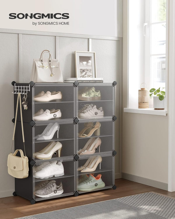 SONGMICS Schuhregal, Schuhschrank, für Garderobe und Eingangsbereich, anpassbar, 6 Fächer, für bis z