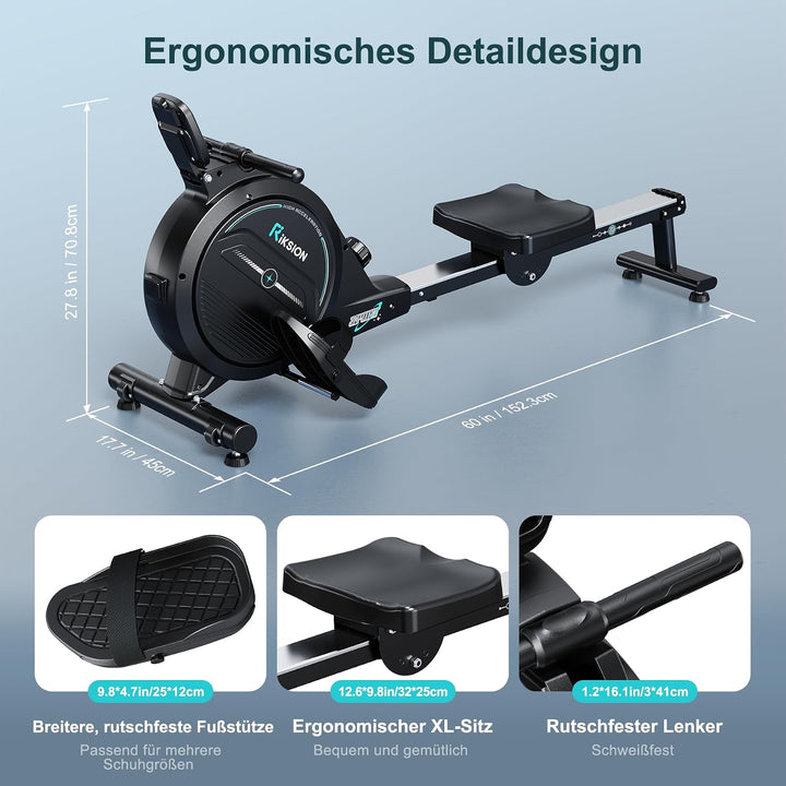 [2026 Testversion] Rudergerät für Zuhause mit Magnet-Fitnesstrainer,Rudergerät 16 Stufen Widerstand,