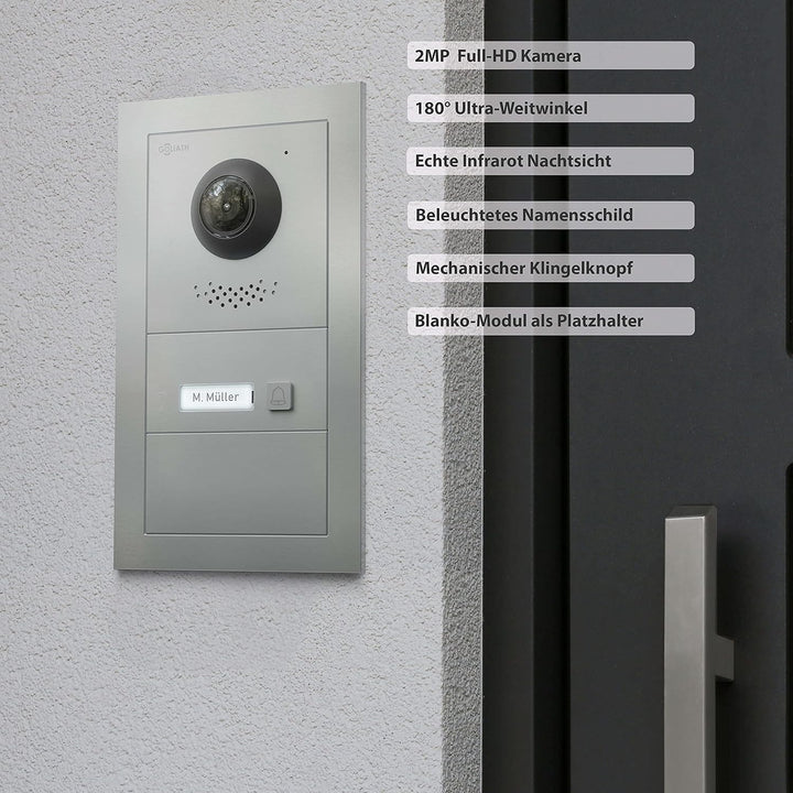 Goliath Hybrid | IP | Full-HD Video Türsprechanlage | App | 2-Fam | 2 x Full-Touchscreen 10" | Alumi