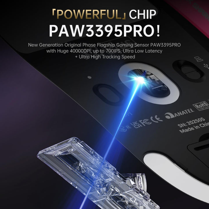ATTACK SHARK X8PLUS Mouse for Large Hand, 55g Superlight, PixArt PAW3395PRO Gaming Sensor, BT/2.4G W