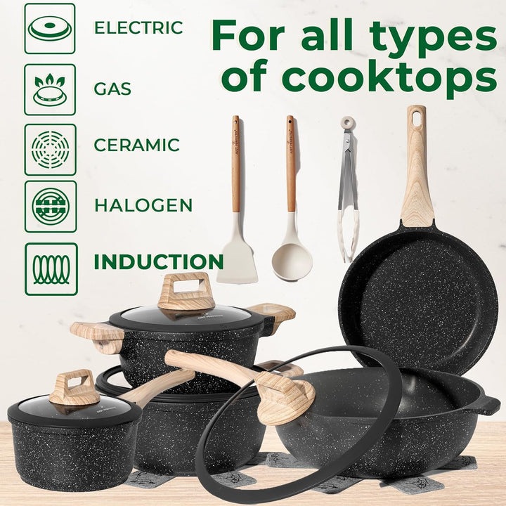 JUST PERFECTO Induktions Töpfe Set - Pfannenset mit deckel - Induktions Töpfe Set - töpfe & pfannen