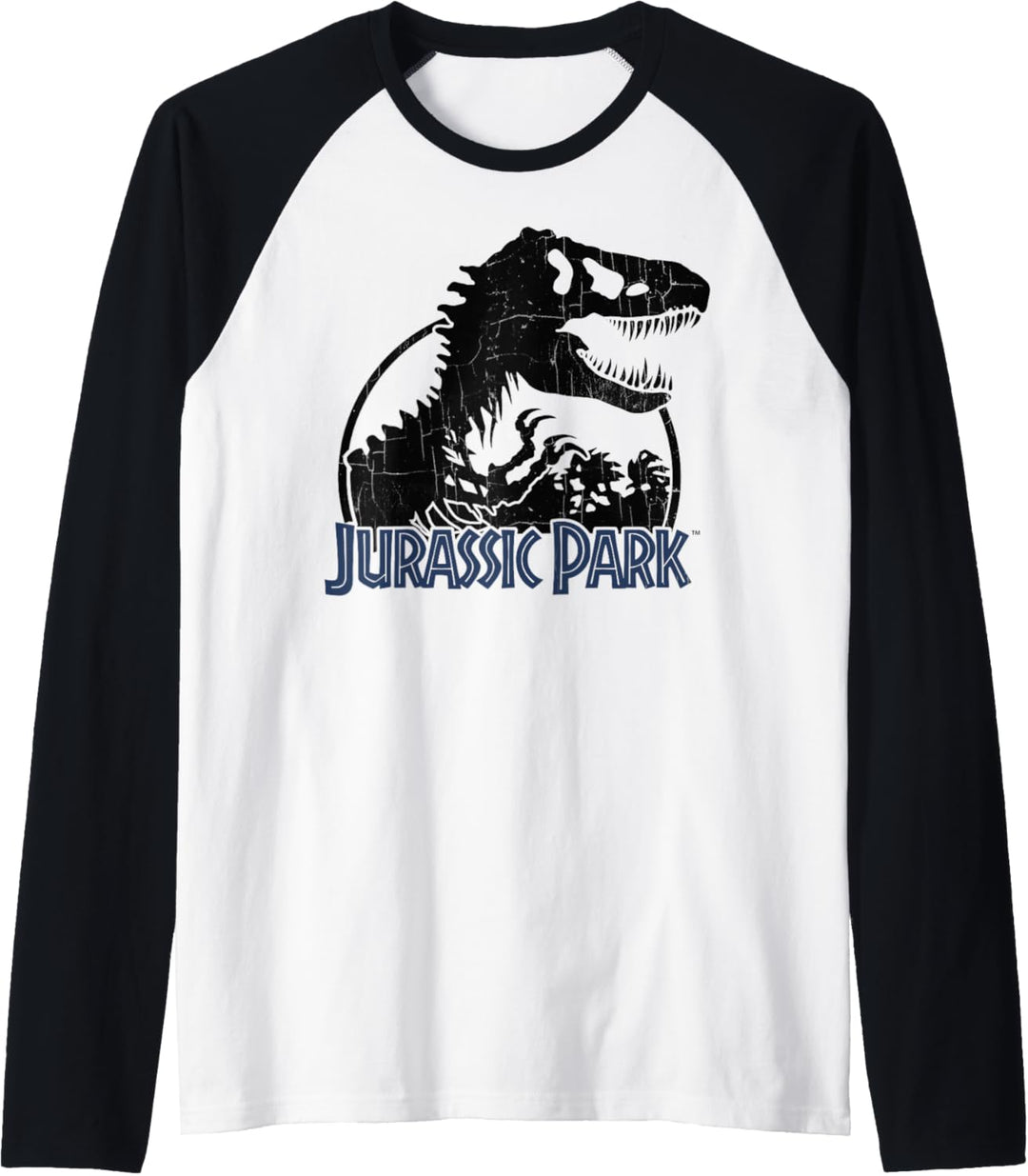 Jurassic Park Classic T-Rex Dark Logo Raglan