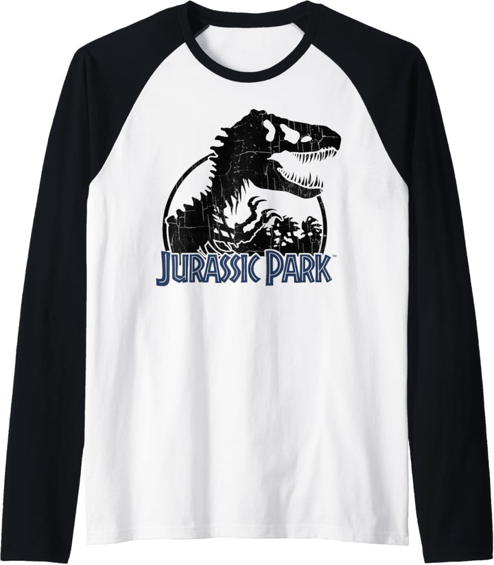 Jurassic Park Classic T-Rex Dark Logo Raglan