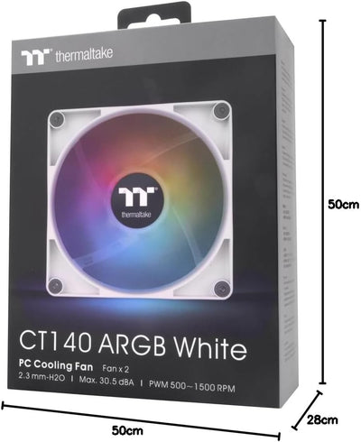 Thermaltake CT140 ARGB Sync PC Cooling Fan White | 2 Pack