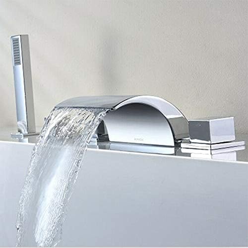 LENJKYYO 5 Loch Armatur Badewannenarmatur mit Handbrause Wasserfall Badewanne Wasserhahn Badarmatur