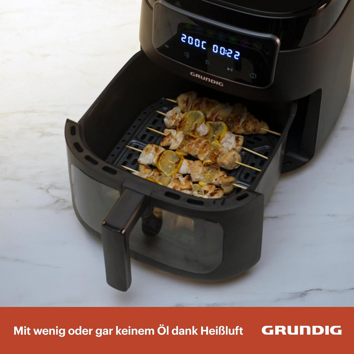 Grundig FRY 7320 Heissluftfritteuse, 7,6 l Kapazität, 1750 W, Touch-Display, grosses Sichtfenster, T