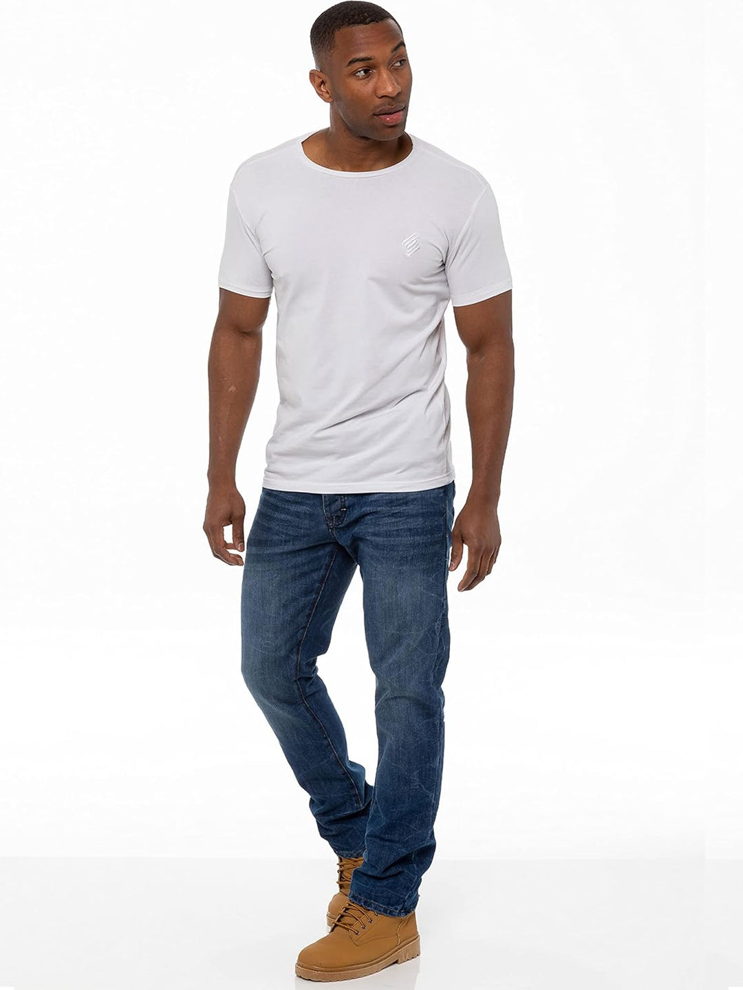 Enzo Designer-Herren-Jeans mit geradem Bein, normale Passform, Denim-freier Gürtel, King-Size-Grösse