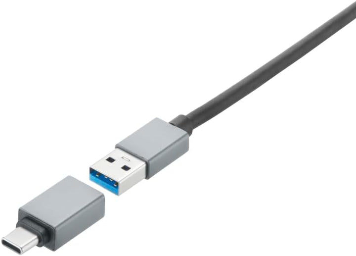 Hama USB-Hub 7 Ports (USB-A und USB-C-Anschluss, mit Netzteil, 7x USB-A für Maus, Tastatur, externe
