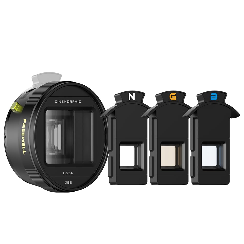 Freewell 1,55x anamorphes Objektiv für iPhone & Samsung - 3-in-1 Streak (Neutral, Gold, Blau) - Cine