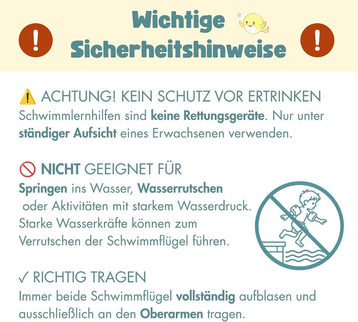 EDWEKIN® Premium Schwimmflügel für Kinder (1–6 Jahre) | TÜV geprüft, extragrosse Luftkammern | Perfe