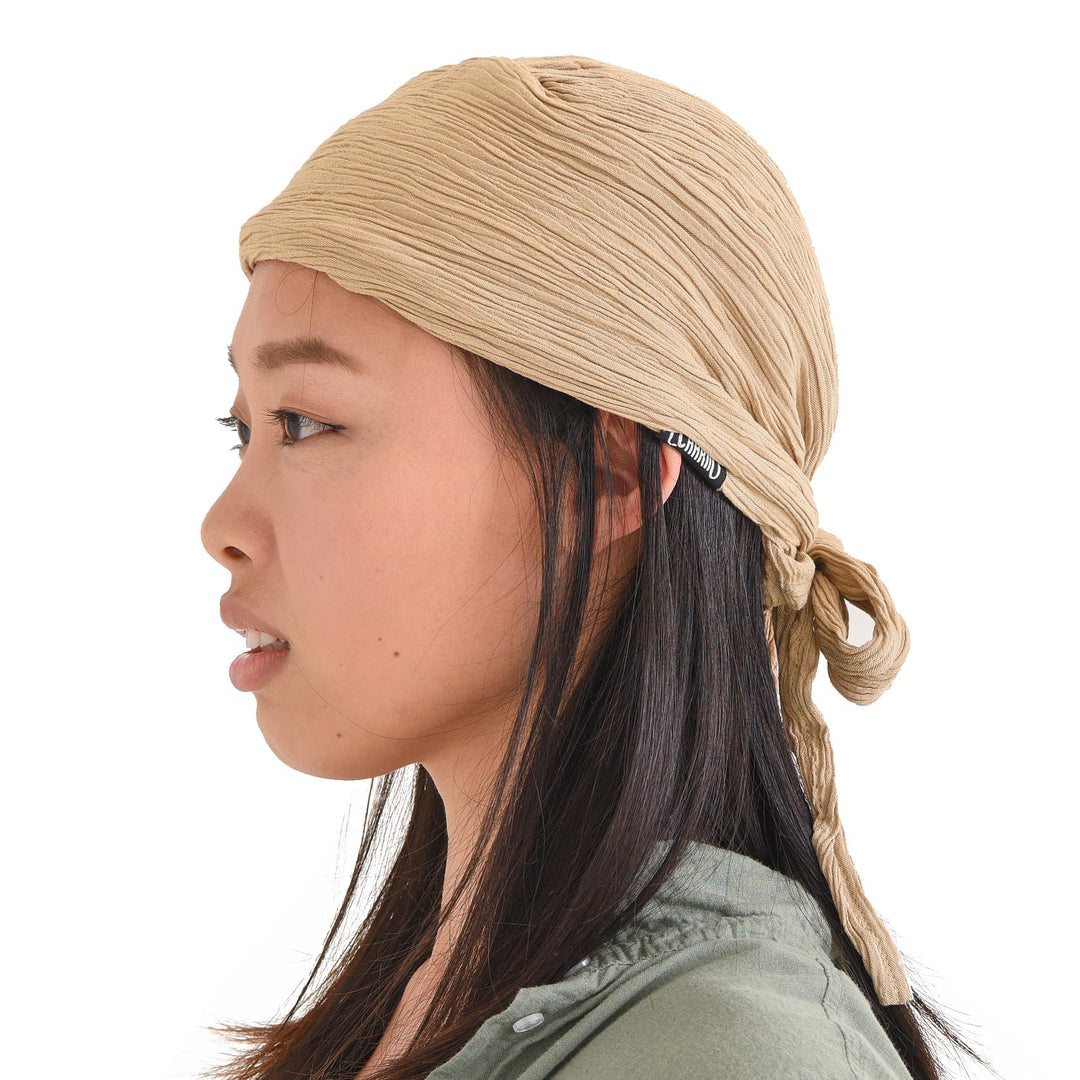 CHARM Raffen Turban Bandana Mütze Kopf Schal Alle Jahnreszeit Boho Schick Pirat, Beige