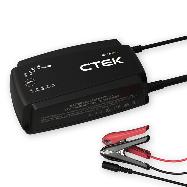 CTEK NXT 15 Smart-Batterieladegerät 12 V, 15 A, Lithium-kompatibel, Rekonditionierungs- und Versorgu