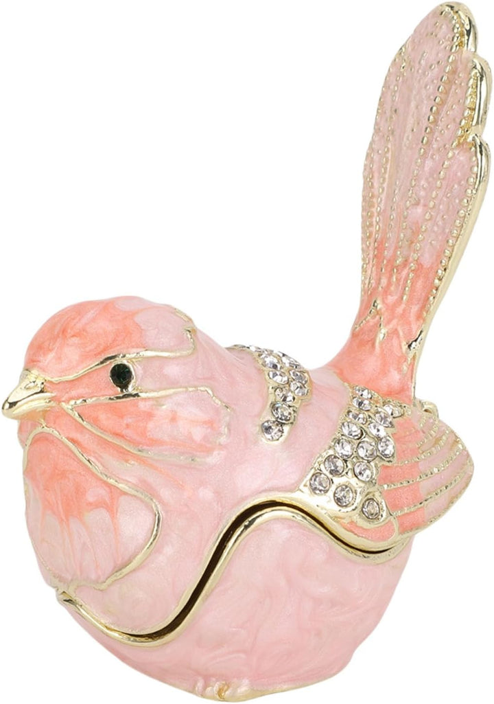 Schmuckkästchen in Vogelform, Handbemalte Emaille-Schmuckaufbewahrungsbox mit Kristallen, Dekorative