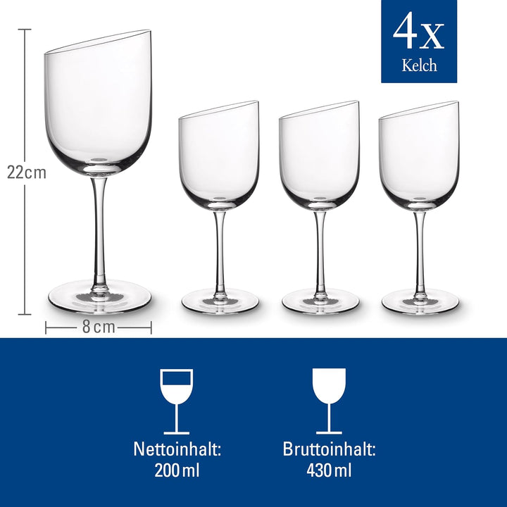 Villeroy &amp; Boch NewMoon Rotweinkelch Set, 4tlg, Elegante, 405 ml randvoll gemessen, Moderne Rotweing