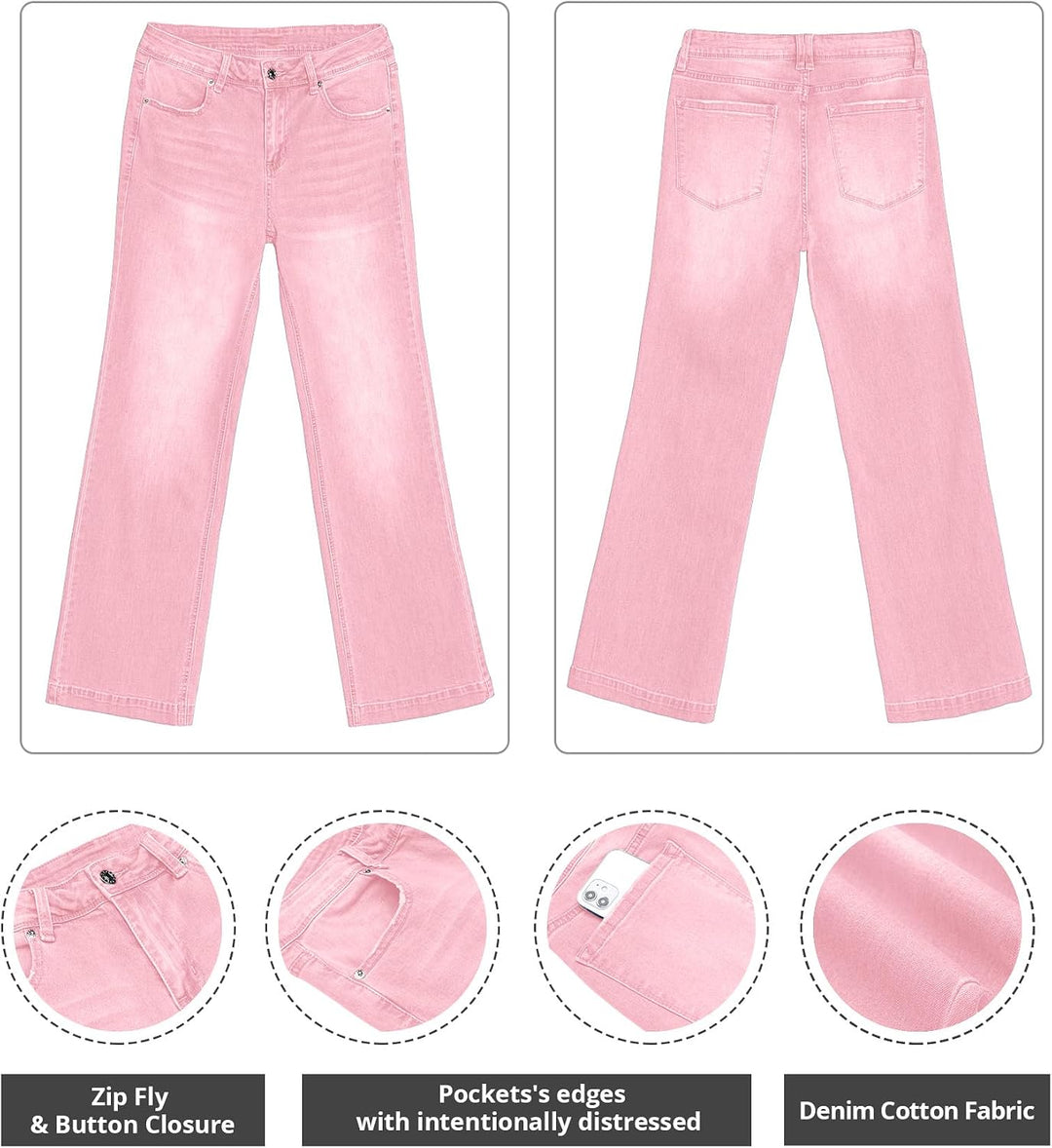 Roskiky Schlaghose Damen Jeans Wide Leg Baggy Jeans Damen High Waist Stretch Hosen Damen Jeans S A-r
