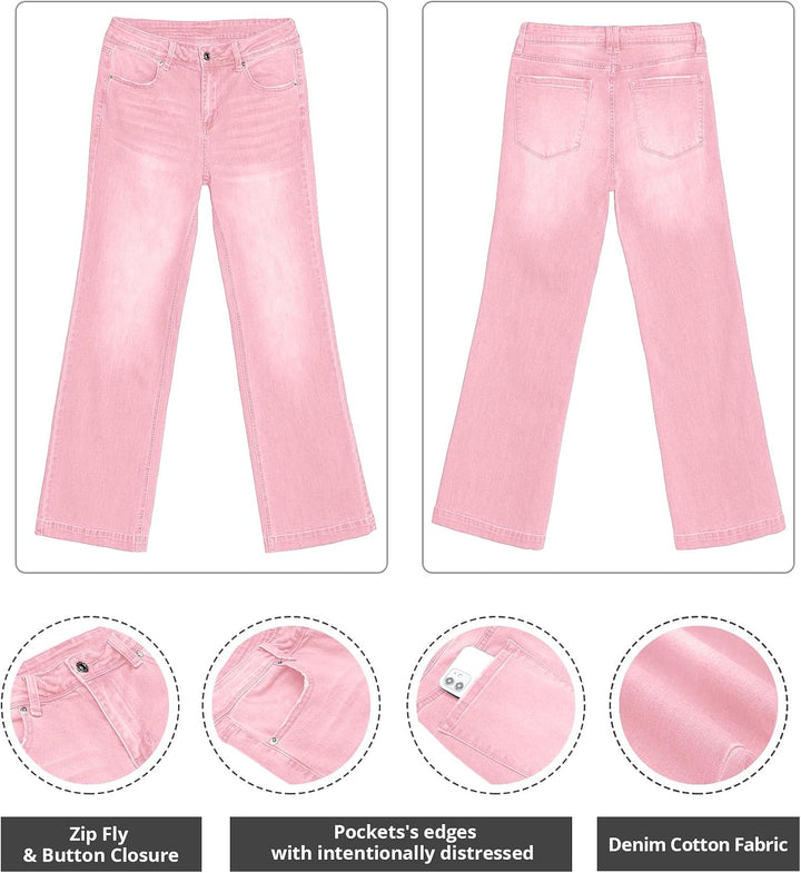 Roskiky Schlaghose Damen Jeans Wide Leg Baggy Jeans Damen High Waist Stretch Hosen Damen Jeans S A-r