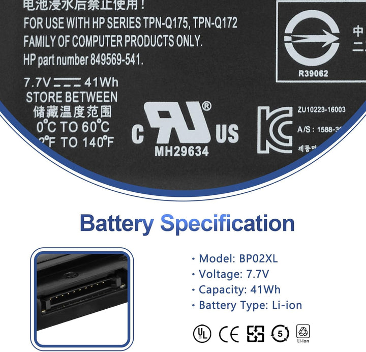 ANTIEE BP02XL 849909-850 Akku für HP Pavilion Notebook PC 15 15-AU000 15-AU010WM 15-AU018WM 15-AU020