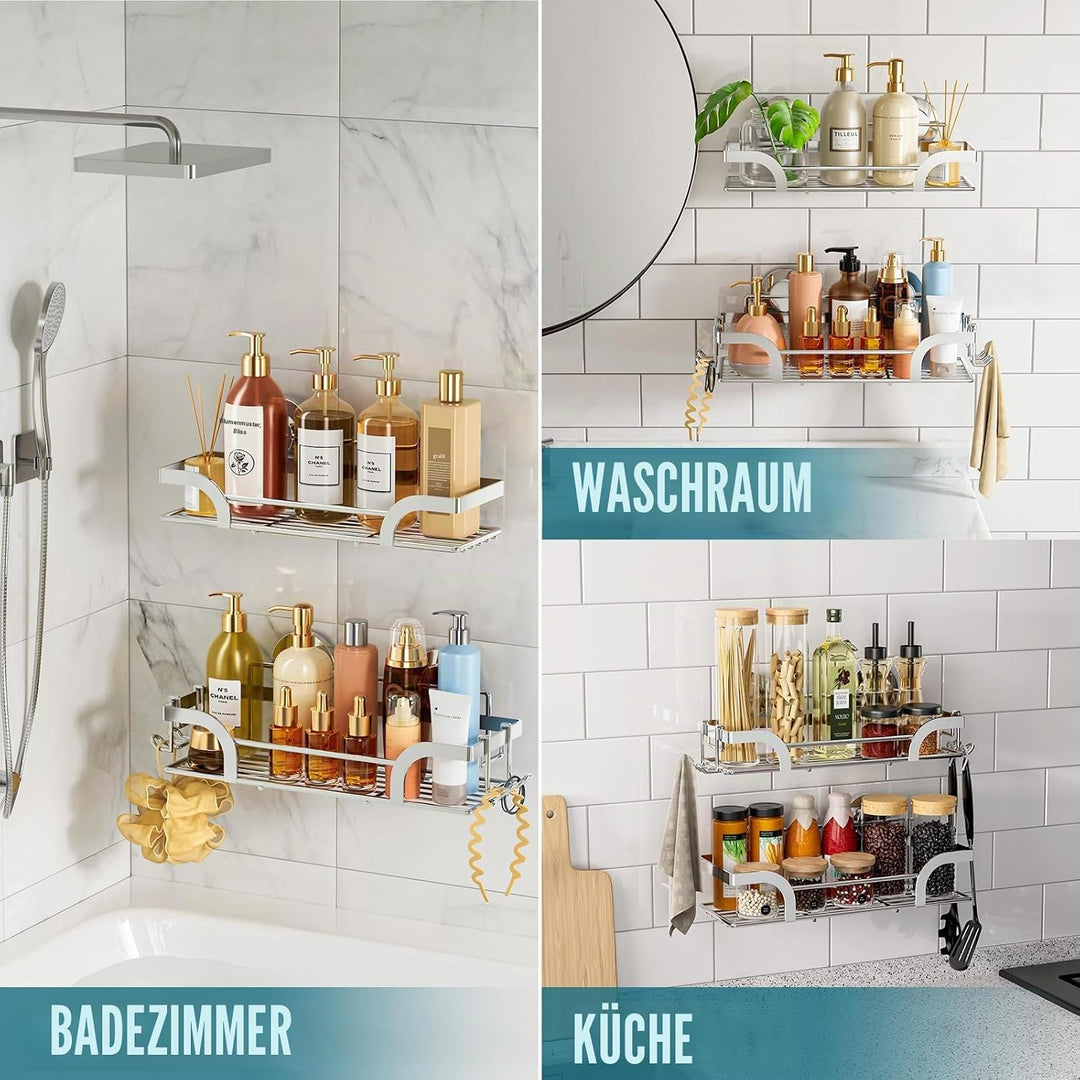 TAILI Dusch-Caddy mit Saugnapf, Robuster Badezimmerkorb, Badregale für innen, Edelstahl-Duschhalter,