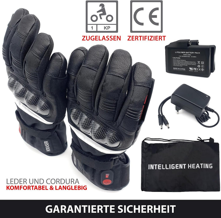 KRASER KRGS28-M Beheizte Handschuhe für Motorrad Ski Snow, Elektrisch Thermal 2200mAh Lithium 7,4 V