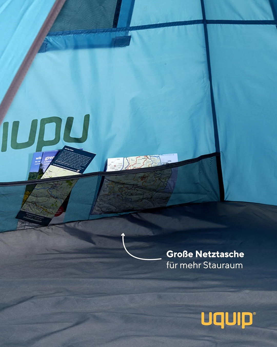 Uquip Strandmuschel Speedy Petrol I 150 x 115 x 200 cm I UPF 50+ Strandzelt zum Schutz vor Sonne, Wi