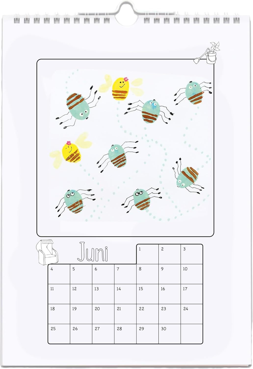 Betzold - Bastel-Kalender Kinder - Blanko-Wandkalender Kreativkalender immerwährend 10 Stück Weiss,
