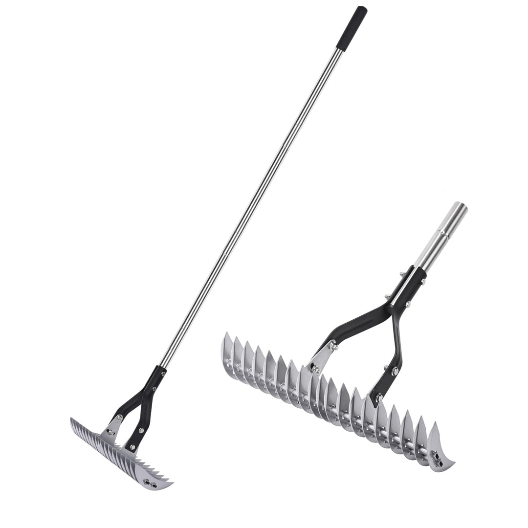 Rechen für Strohbesen – 38,1 cm breiter verstellbarer Griff, Rechen mit verstellbarem Rechen, Unkrau