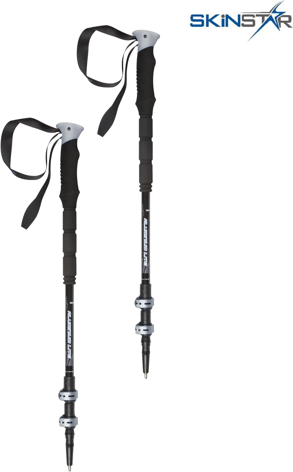 SKINSTAR T1 Tourenstock Trekkingstöcke Skistock Skitourenstock Skistöcke Wandern BLACK/GREY, BLACK/G