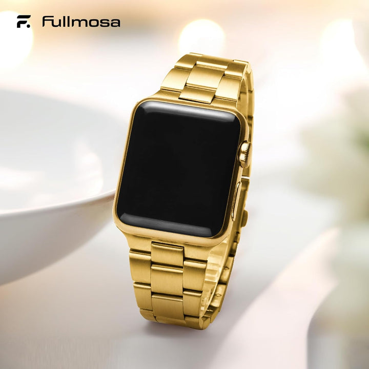 Fullmosa für Apple Watch 9 7 Armband 45mm Series 6 SE/SE2 44mm mit Uhrengehäuse, iwatch Armband Edel