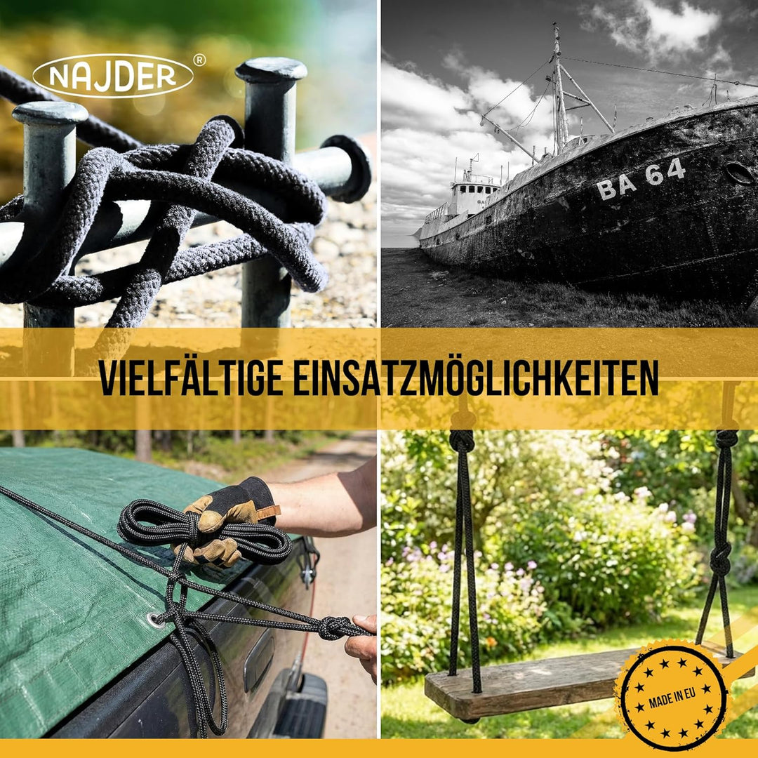 NAJDER - Polypropylen-Seil Textilseil Leine Schnur - Geflochtenes Seil Flechtleine mit Traglast bis