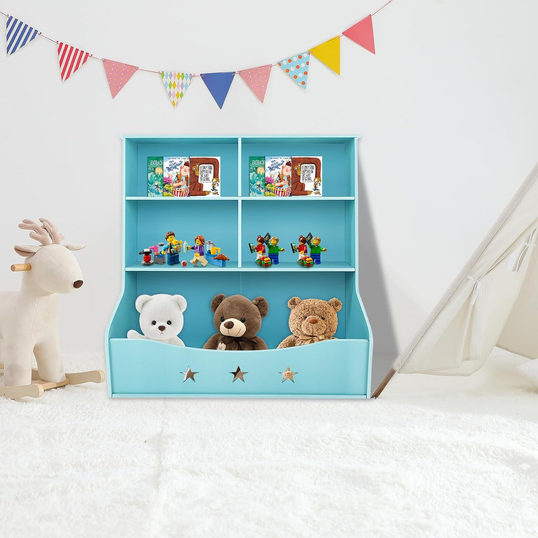 Kinder Bücherregal 3 Etagen aus PVC, Standregal mit Ablageflächen | Kindgerechte abgerundete Kanten,