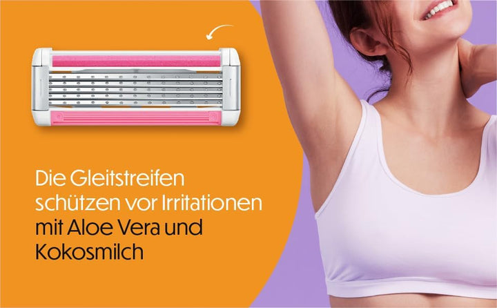 BIC Click 5 Soleil, Rasierer Damen, Nassrasierer mit 10 Wechselklingen mit je 5 Klingen, mit Aloe Ve