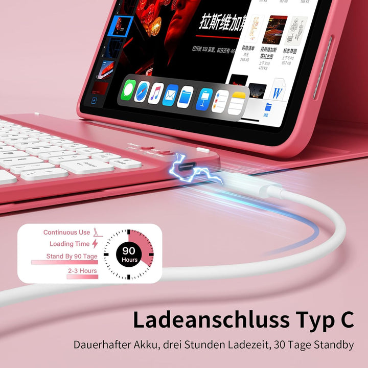 Hülle mit Tastatur für iPad A16 11/10 Generation (2025/2022, 11/10.9 Zoll) mit Stifthalter, Magnetis