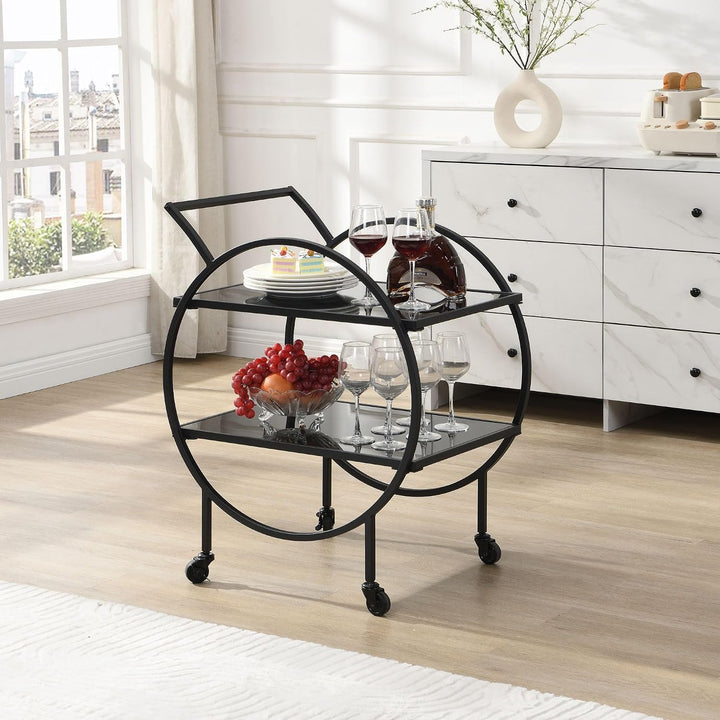 FineBuy Servierwagen 45x46x83 cm Metall mit schwarzem Glas