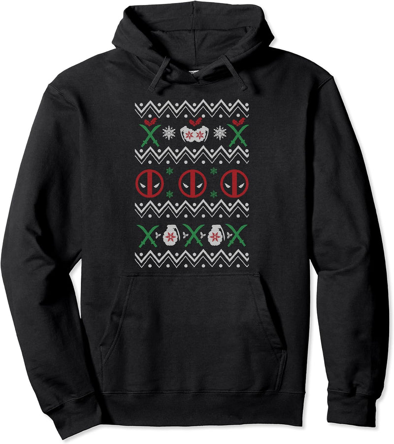 Marvel Deadpool Weapons Holiday Ugly Pullover Hoodie