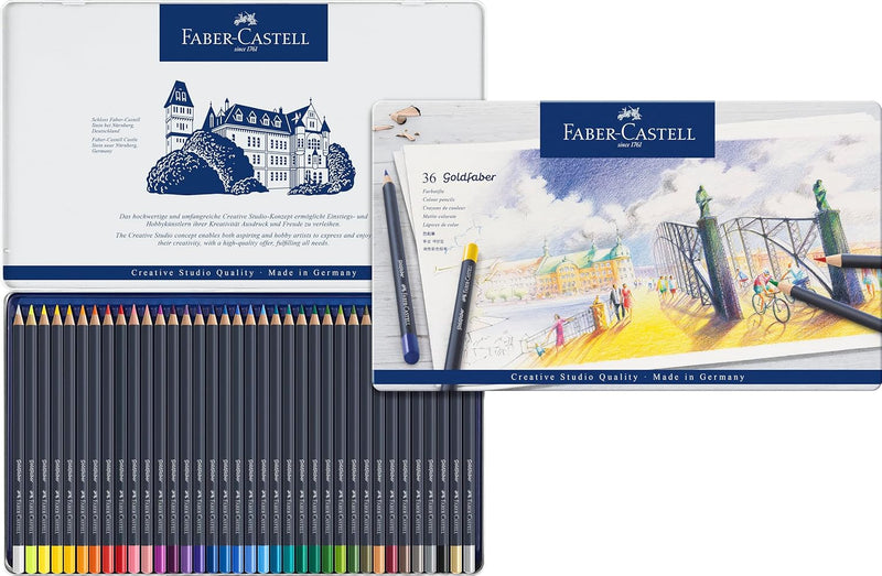 Faber-Castell 114736 - Farbstifte mit permanenter Ölkreidemine Goldfaber, 36er Set 36er Etui Single,