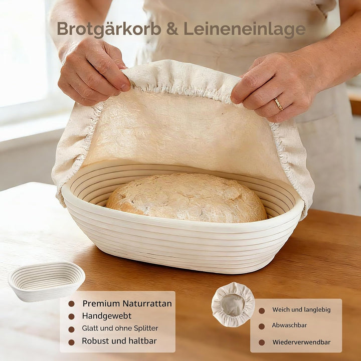 gärkörbchen für brot, Material: Rattan, Masse: 28x15x8cm, Farbe: Natur, Oval Gärkorb Zum Brotbacken-