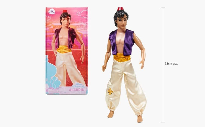 Disney Store Offizielle Aladdin-Puppe für Kinder, 32 cm, vollbewegliche Puppe mit geformtem Haar und