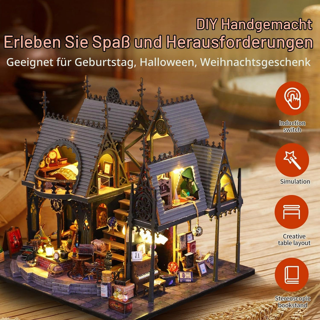 CRIOLPO Book Nook Kit-DIY Puppenhaus Holz Miniatur Haus Kit, Buch Ecke Miniatur Kit für Erwachsene T