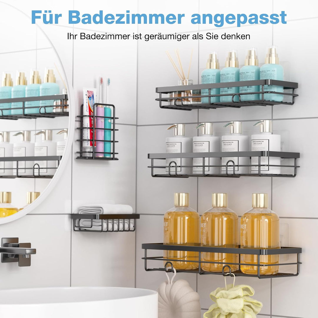 Duschablage Ohne Bohren, 5 Stück Badezimmer Organizer, Duschregal Ohne Bohren, Duschregal Ecke mit H