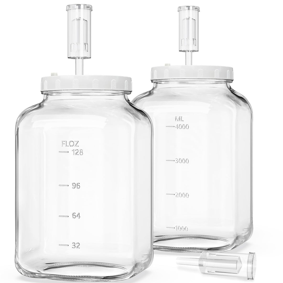 2 Stück Gross Fermentierglas mit Luftschleuse 5,7 Liter - Breiter Mund Fermentiergläser mit Gärventi