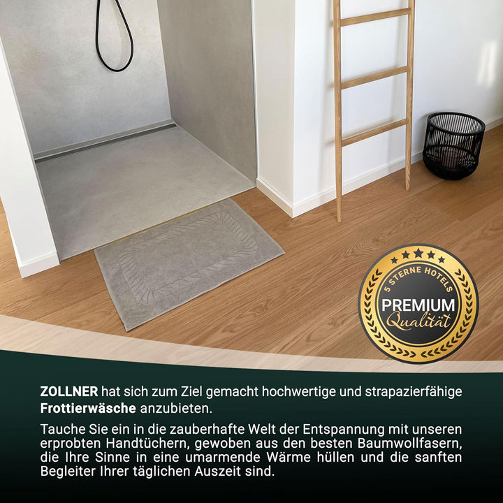ZOLLNER 2er Set Badematten - weiche und saugstarke Duschvorleger - waschbar bis 95°C - Baumwolle - 5