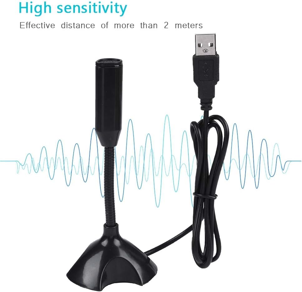 VBESTLIFE Desktop Stand Mic Kondensator USB 2.0 Flexibles Mikrofon für PC Laptop für Online-Chatten,