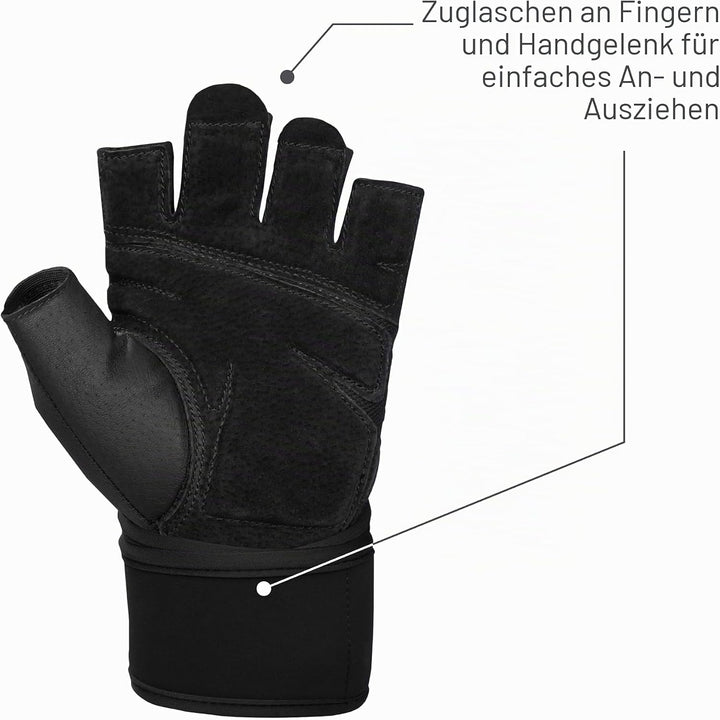 Harbinger Training Grip Wristwrap Gloves, Heavy Lifting Gloves for More Palm Protection and Wrist St