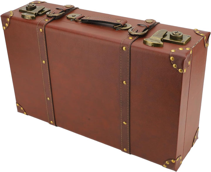 NOENNULL Brauner Mini-Lederkoffer Im Vintage-Stil, Kleiner Handgepäckkoffer mit Schultergurt Reiseko