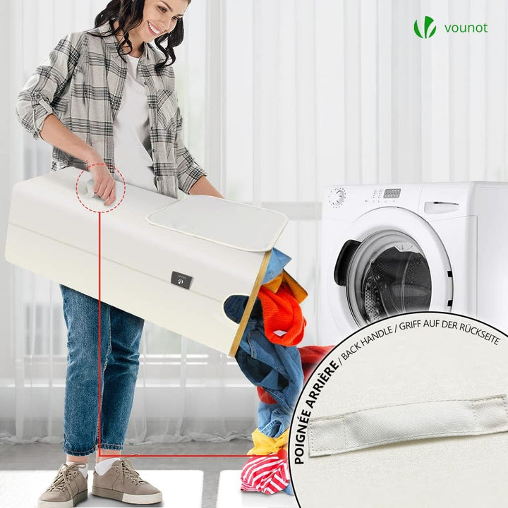 VOUNOT Wäschekorb mit Deckel 100L, Faltbarer Wäschesammler mit Herausnehmbar Wäschesäcke, Laundry Ba
